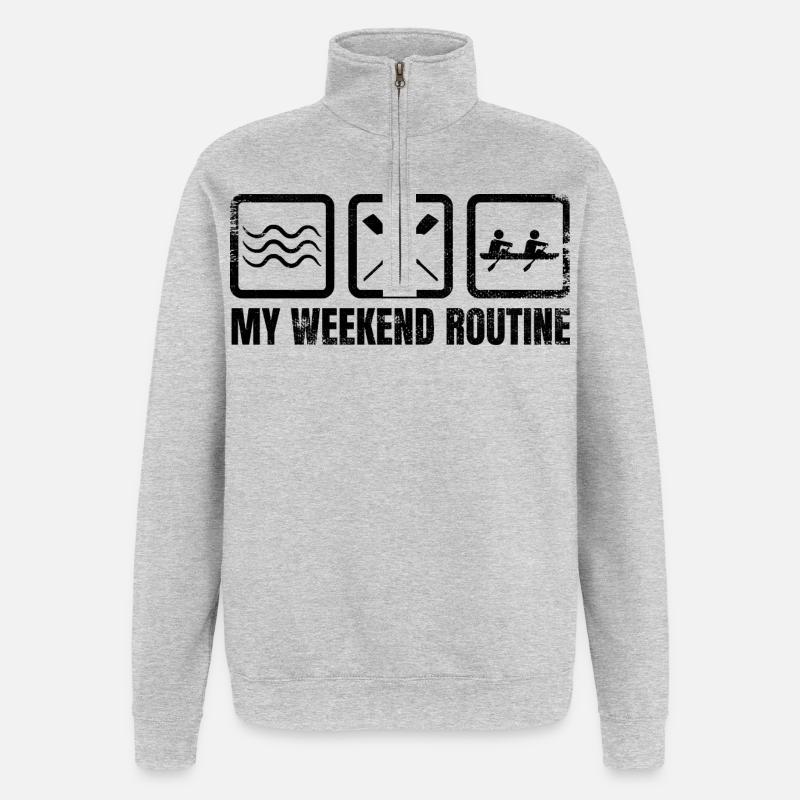 Ma routine du week-end - Sweat à zip 1/4 - gris chiné