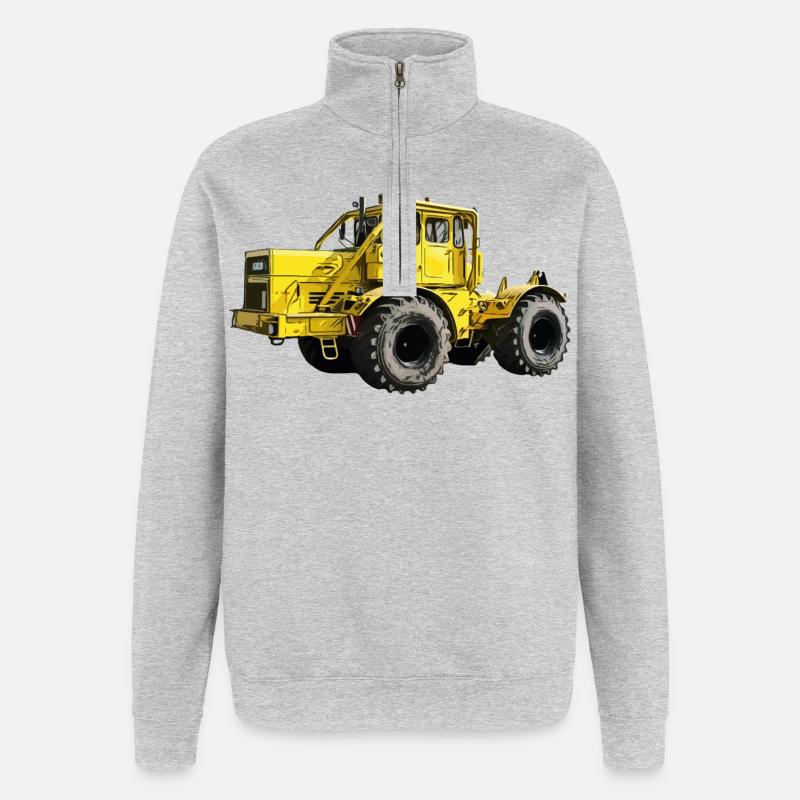 Yellow Power Machine K700 Tracteur - Sweat à zip 1/4 - gris chiné