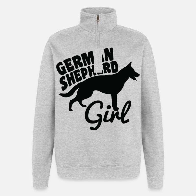 Deutscher Schäferhund Mädchen - Quarter-Zip-Sweatshirt - Grau meliert