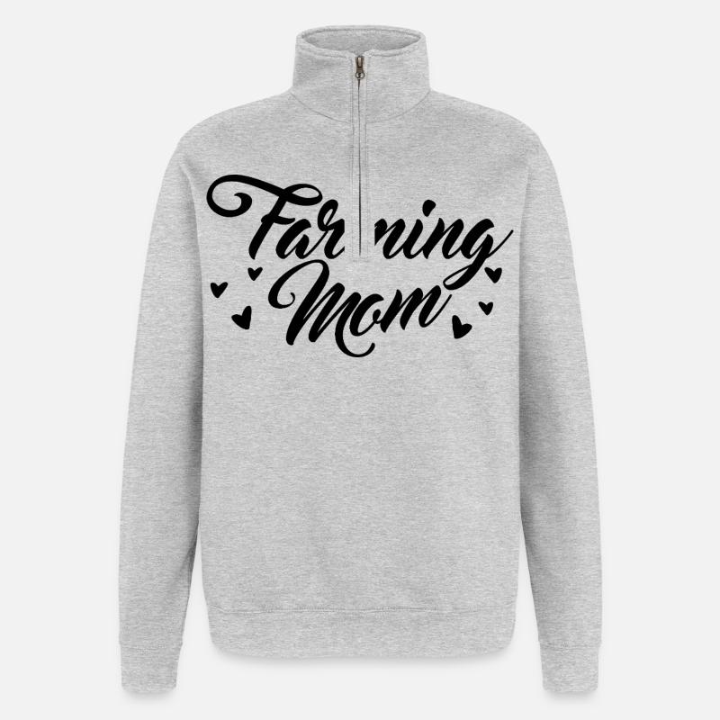 Bauernhof Mutter - Quarter-Zip-Sweatshirt - Grau meliert