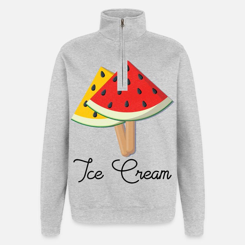 pastèque Glace - Sweat à zip 1/4 - gris chiné