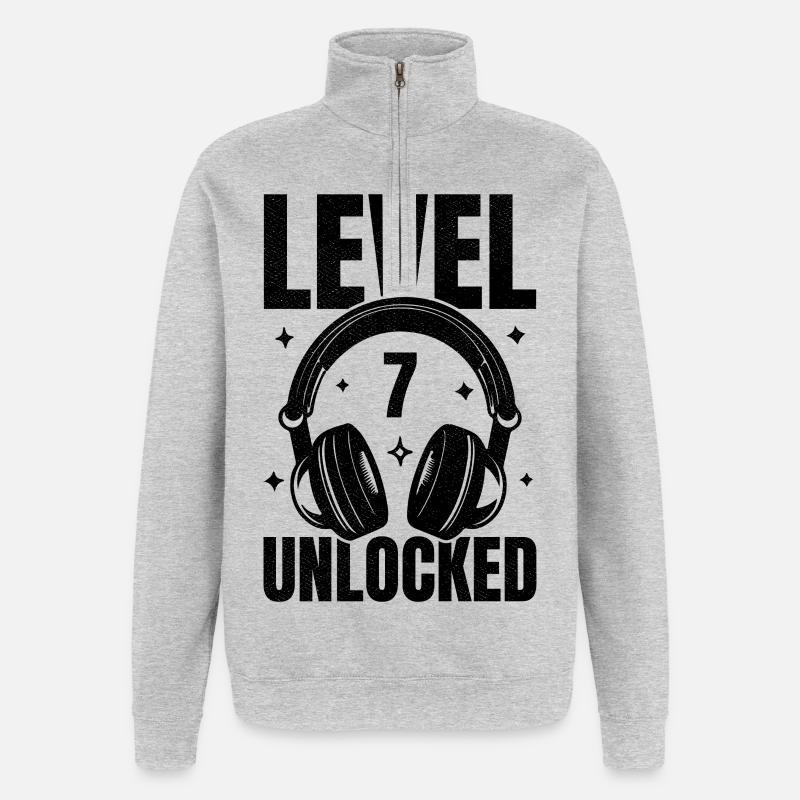 Niveau 7 : jeu vidéo débloqué terminé - Sweat à zip 1/4 - gris chiné