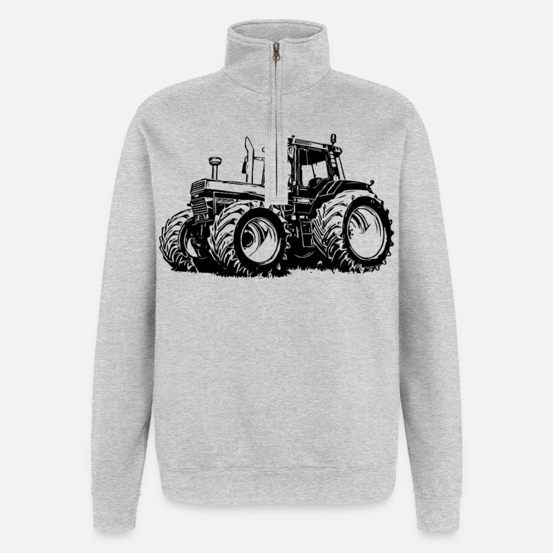 Powerful tractor silhouette - Quarter-Zip Sweatshirt - heather grey