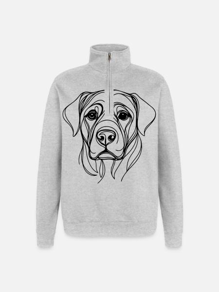 Dog_line_art_1 - Quarter-Zip-Sweatshirt - Grau meliert