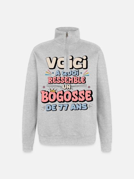 77th Birthday Humor - Quarter-Zip Sweatshirt - heather grey