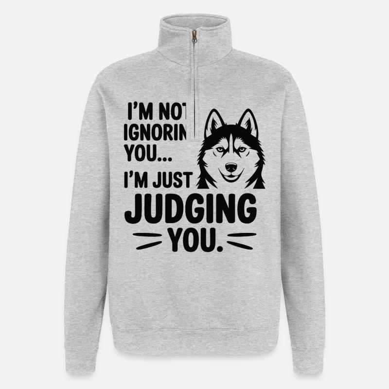 Ich ignoriere dich nicht, Husky - Quarter-Zip-Sweatshirt - Grau meliert