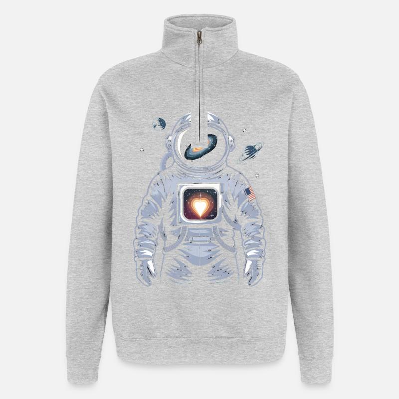 Conception d’astronaute de cœur de l’espace - Sweat à zip 1/4 - gris chiné