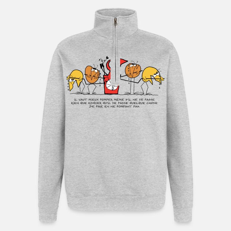 Die Shadoks, ein Leben voller Pumpen! - Quarter-Zip-Sweatshirt - Grau meliert