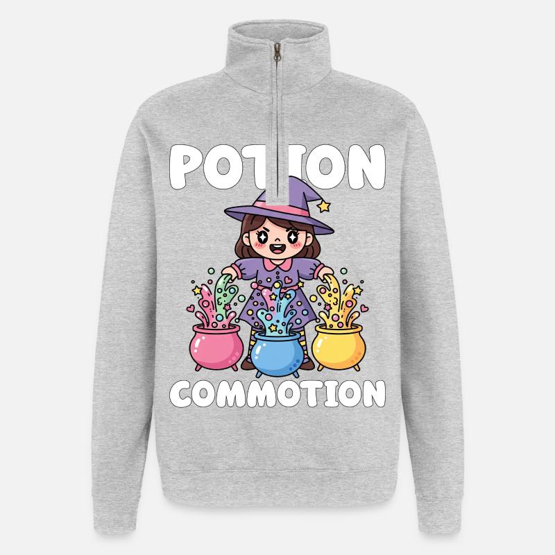 POTION COMMOTION - SORCIÈRE HALLOWEEN - Sweat à zip 1/4 - gris chiné