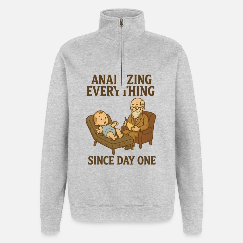 Analyzing everthing since day one - Quarter-Zip Sweatshirt - heather grey