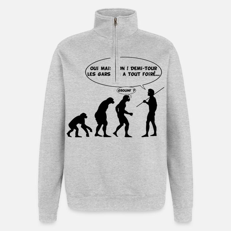 Evolutionsfehler (schwarz) - Quarter-Zip-Sweatshirt - Grau meliert