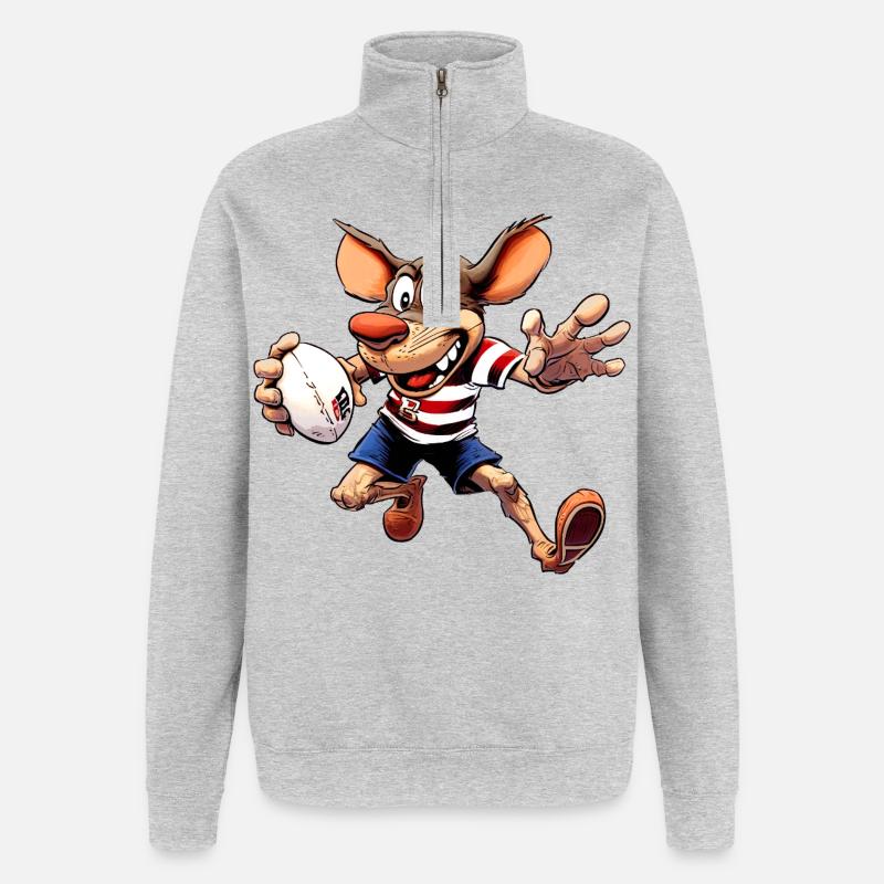 Mäuse Rugby - Quarter-Zip-Sweatshirt - Grau meliert