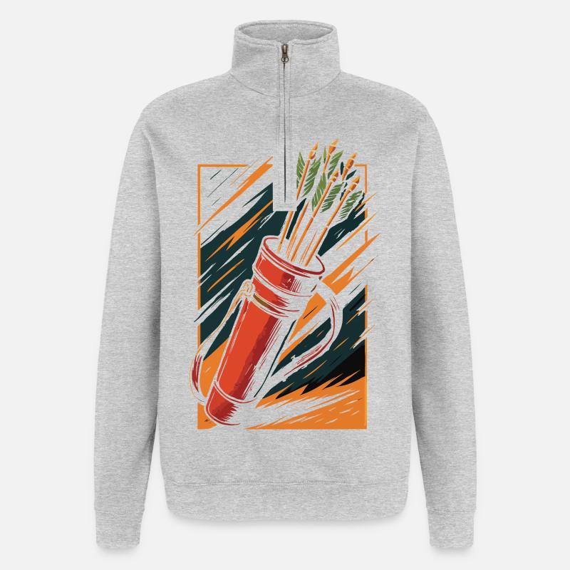 Bogenschießen Bogen Köcher Pfeile Design - Quarter-Zip-Sweatshirt - Grau meliert