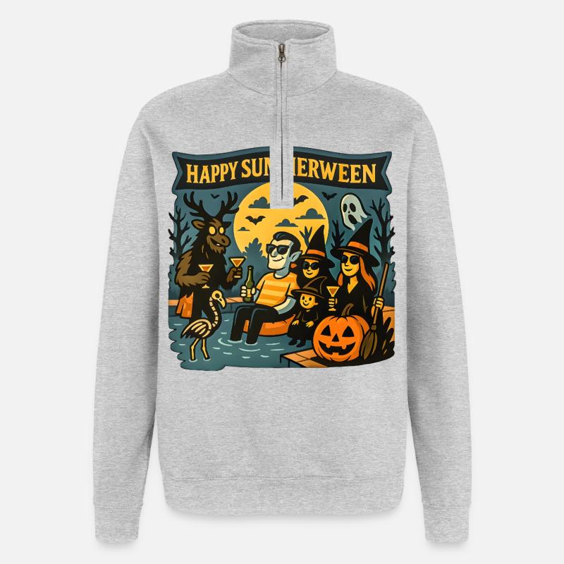 Happy Summerween - Quarter-Zip-Sweatshirt - Grau meliert