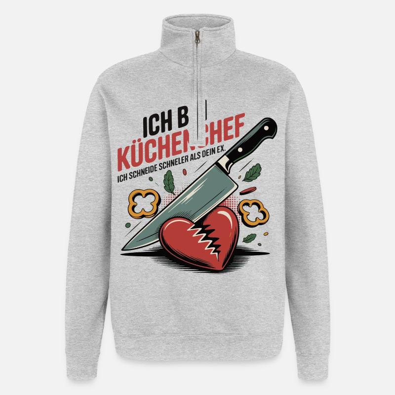 Küchenchef Geschenk - Quarter-Zip-Sweatshirt - Grau meliert