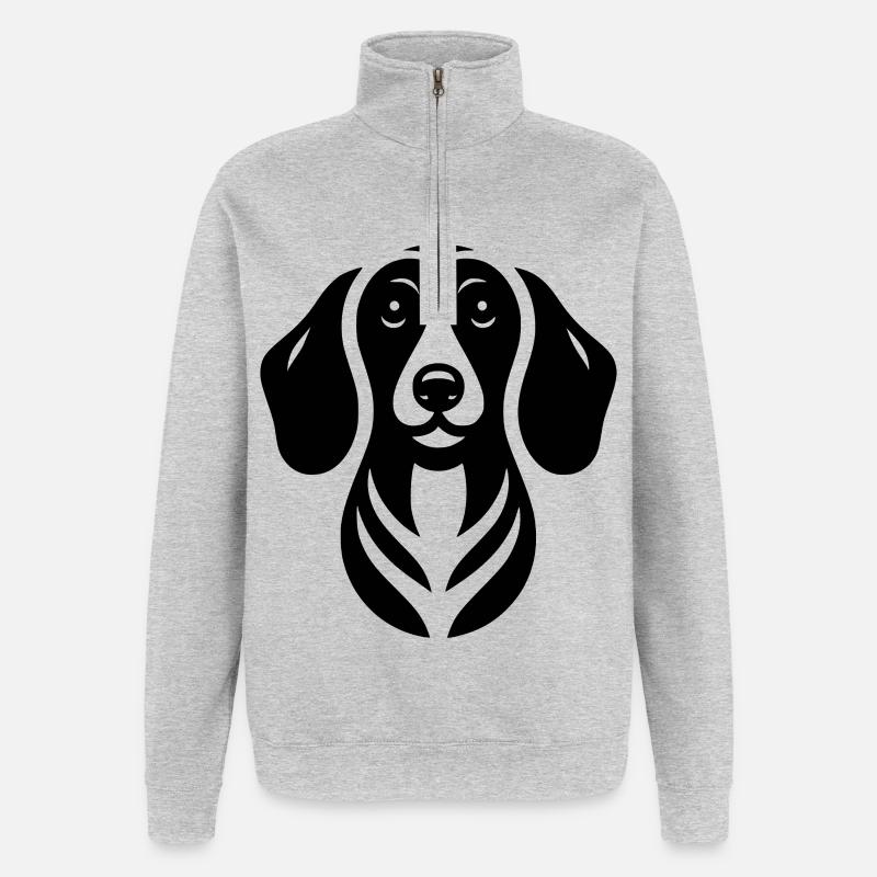 Dackel - Quarter-Zip-Sweatshirt - Grau meliert