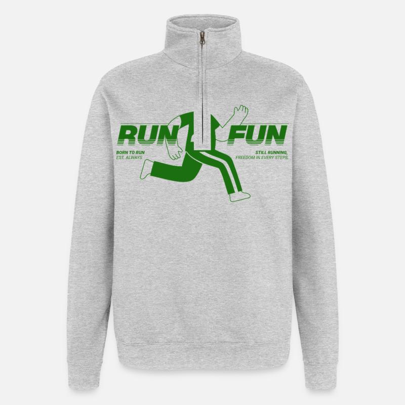 Run for Fun - Sweat à zip 1/4 - gris chiné
