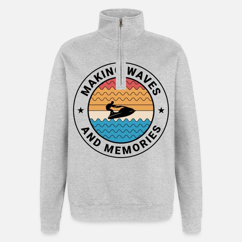 Making Waves and Memories Jetski - Quarter-Zip Sweatshirt - heather grey