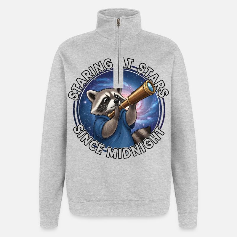 Raton laveur de l’espace avec télescope - Sweat à zip 1/4 - gris chiné