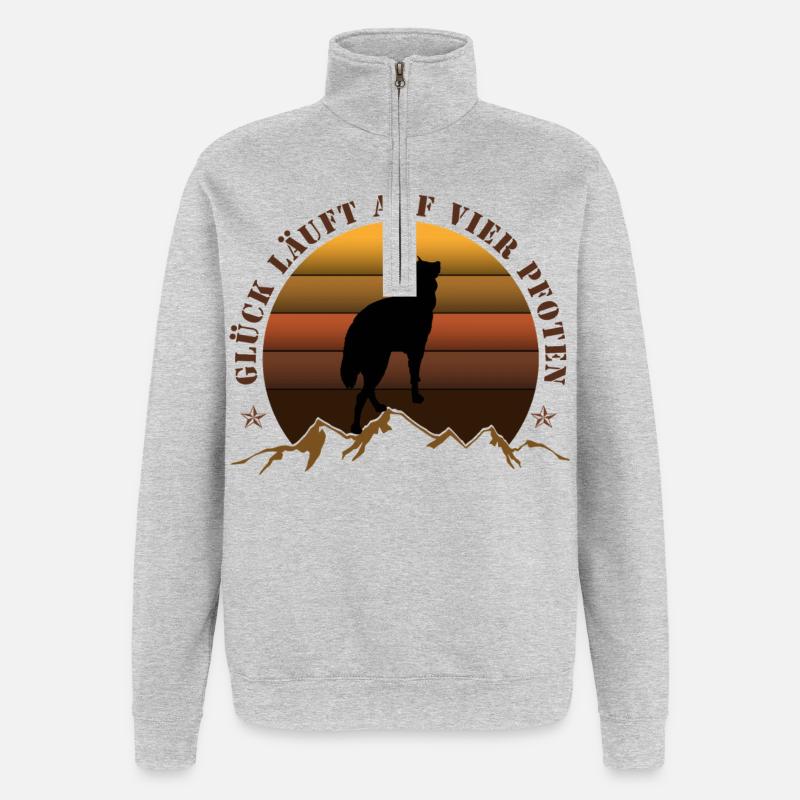 Evening wolf on mountain backdrop - Quarter-Zip Sweatshirt - heather grey