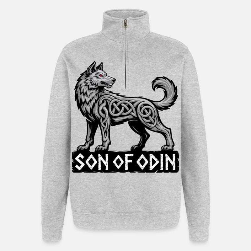 Fils d’Odin Wolf - Sweat à zip 1/4 - gris chiné