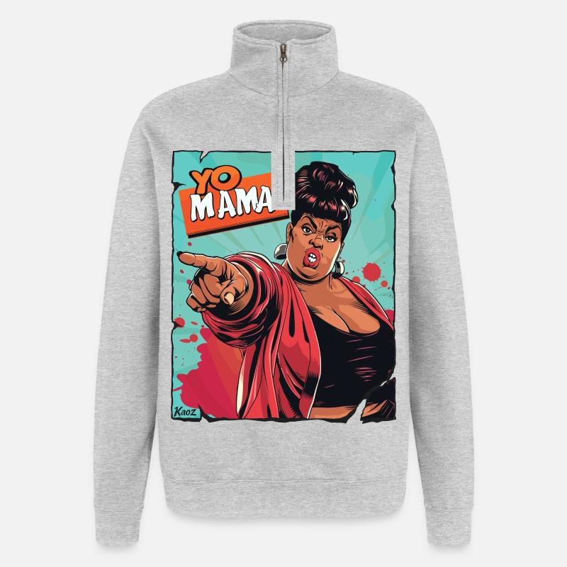 Ermächtigte Mutter Zitat Illustration - Quarter-Zip-Sweatshirt - Grau meliert