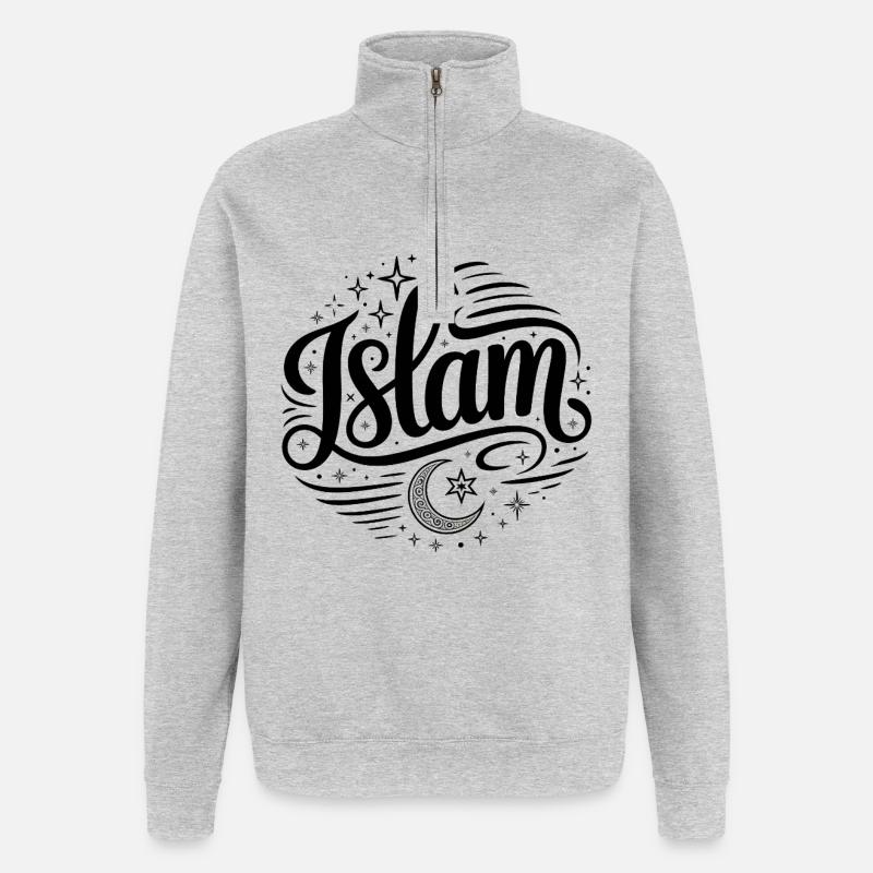 Islam - Conception religieuse - Sweat à zip 1/4 - gris chiné
