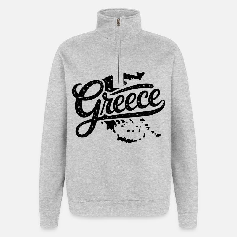 Grèce - Conception de souvenirs - Sweat à zip 1/4 - gris chiné