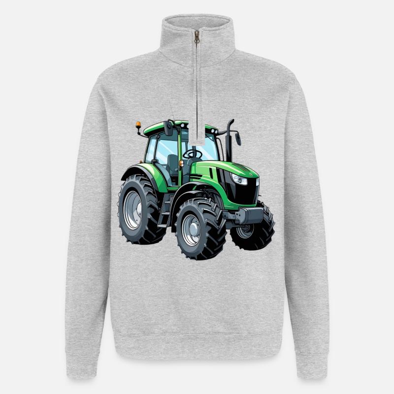 Grüner Traktor mit moderner Ästhetik - Quarter-Zip-Sweatshirt - Grau meliert