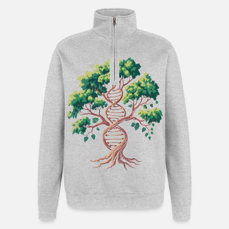 Lebensbaum DNA Verschmelzung - Quarter-Zip-Sweatshirt - Grau meliert