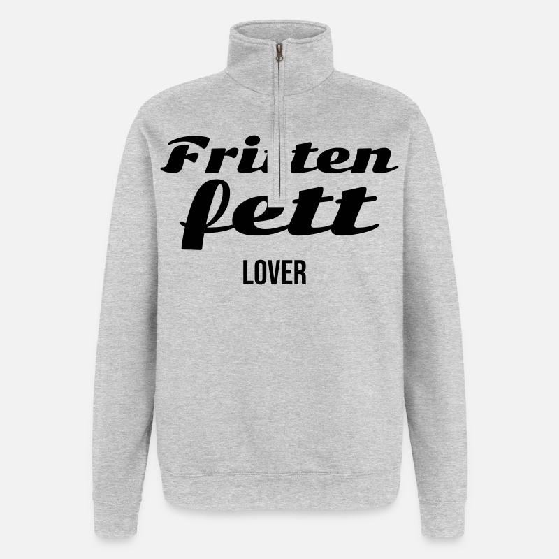 Frittenfett Lover - Quarter-Zip-Sweatshirt - Grau meliert