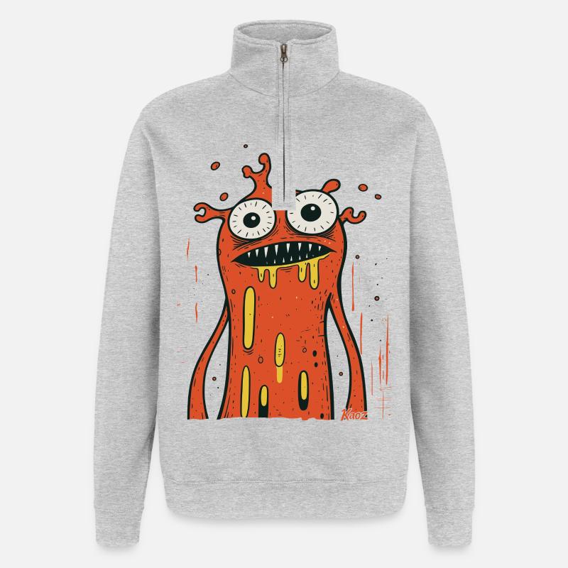 Conception de monstre cool - Sweat à zip 1/4 - gris chiné