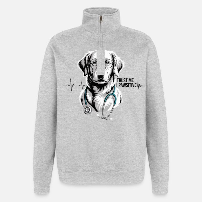 Arzt Hund - Quarter-Zip-Sweatshirt - Grau meliert