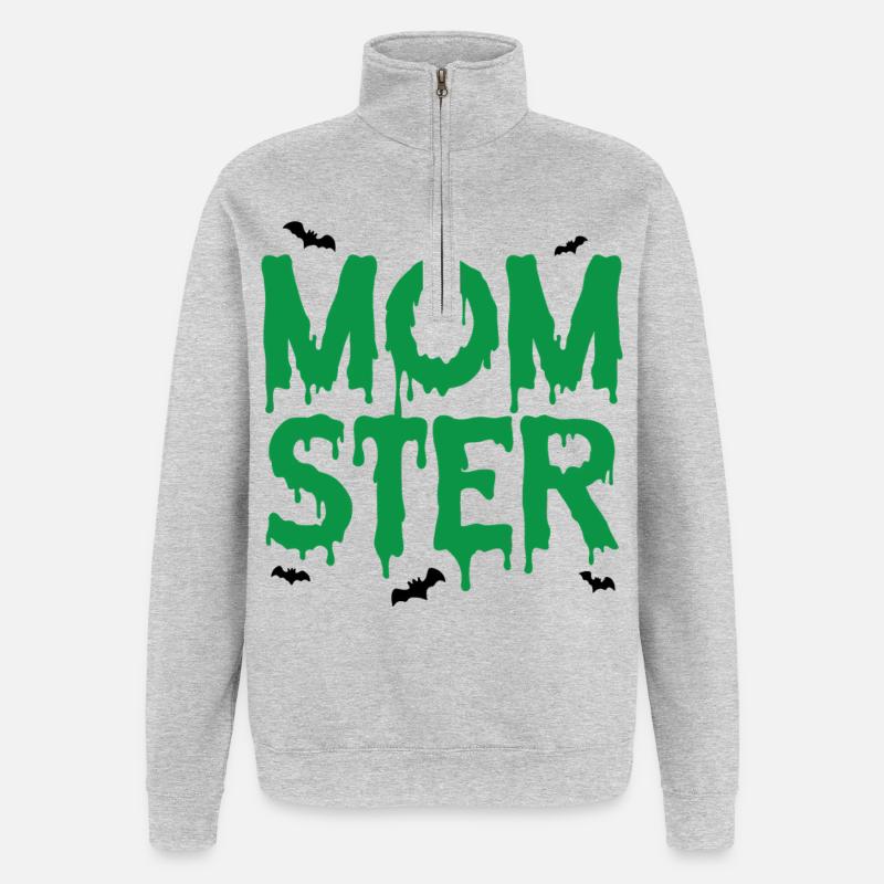 Mama - Quarter-Zip-Sweatshirt - Grau meliert