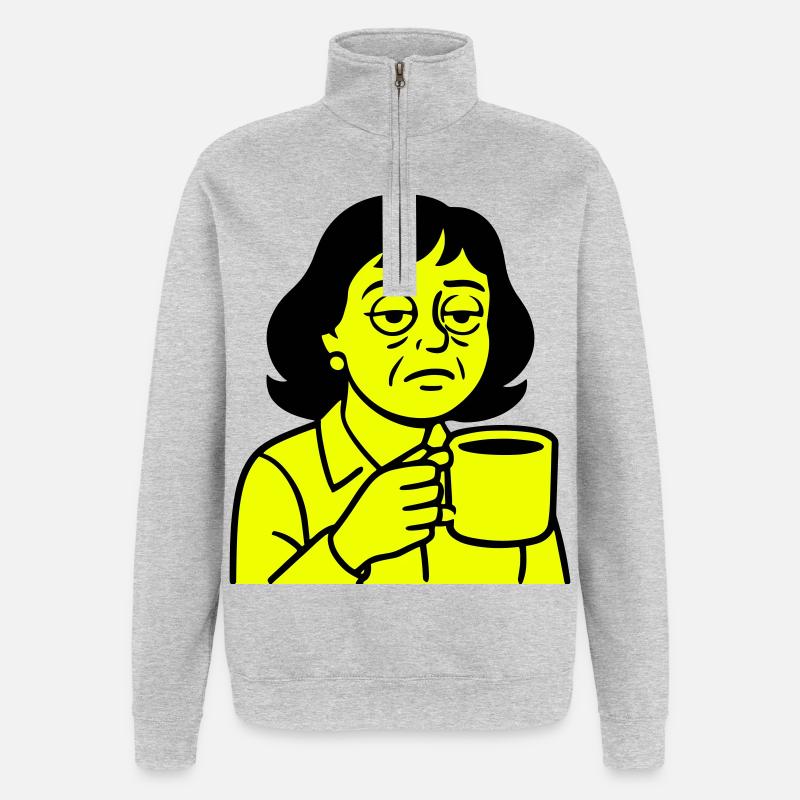 Grumpy coffee lady - Quarter-Zip Sweatshirt - heather grey