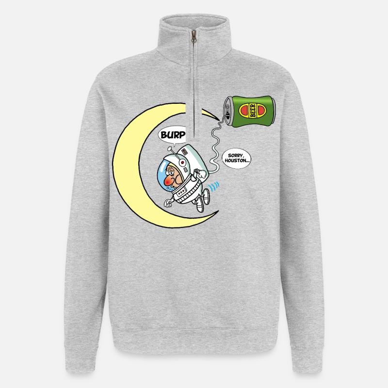 Der Astronaut und das Bier - Quarter-Zip-Sweatshirt - Grau meliert