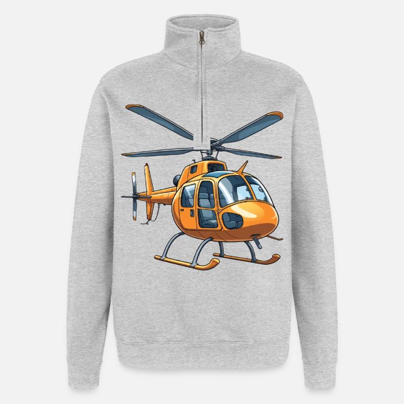 Conception graphique de bande dessinée d'hélicoptère - Sweat à zip 1/4 - gris chiné