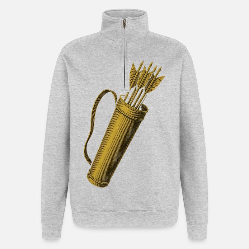Bogenschießen Bogen Pfeil Köcher Bogenschütze - Quarter-Zip-Sweatshirt - Grau meliert