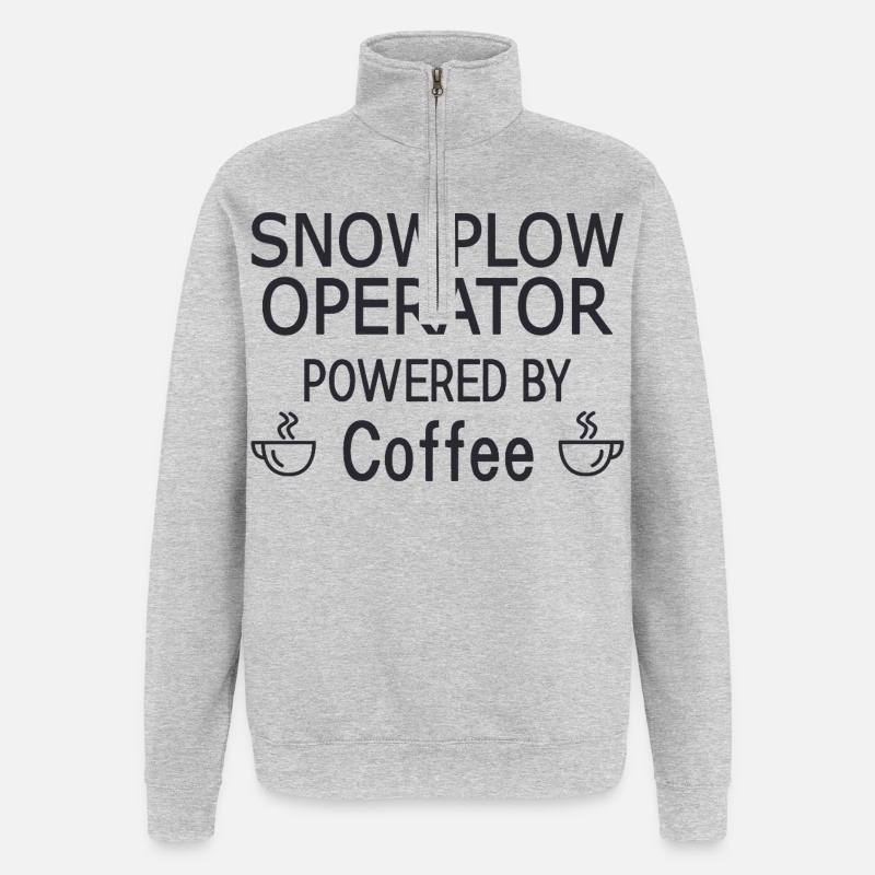 Snowplow Operator Powered Coffee Schneepflugfahrer - Quarter-Zip-Sweatshirt - Grau meliert