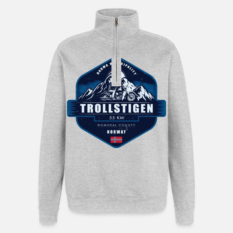 Trollstigen, Norwegen - Quarter-Zip-Sweatshirt - Grau meliert