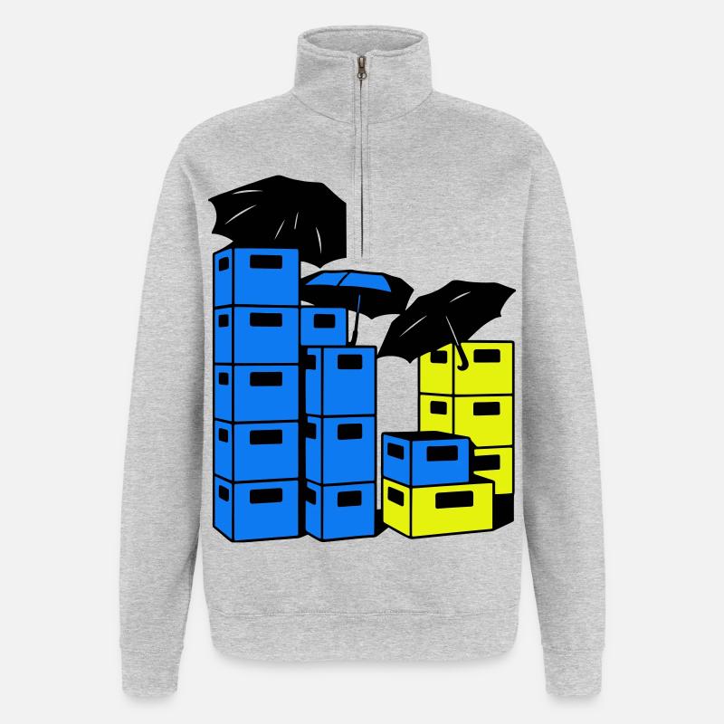 Art de la caisse de bière - Sweat à zip 1/4 - gris chiné