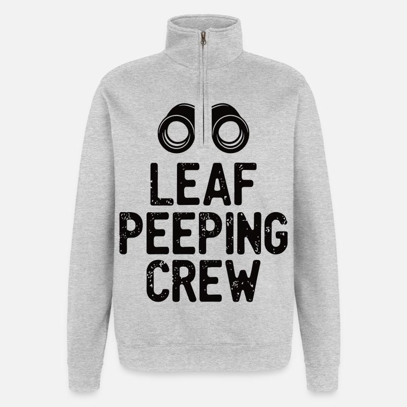 Leaf Peeping Crew Spruch Zitat - Quarter-Zip-Sweatshirt - Grau meliert