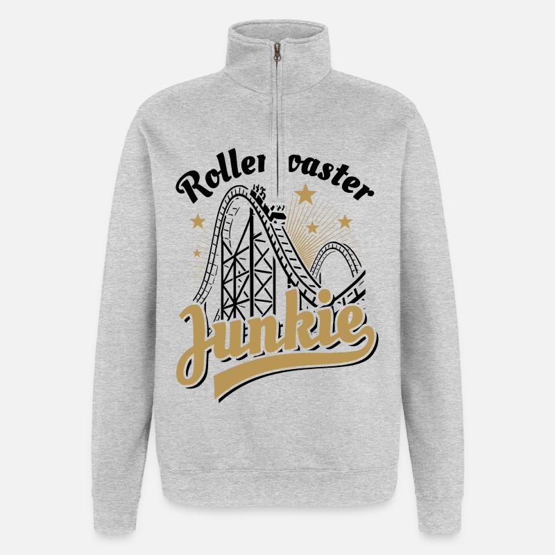 Rollercoaster Junkie - Roller Coaster - Loop - Quarter-Zip Sweatshirt - heather grey