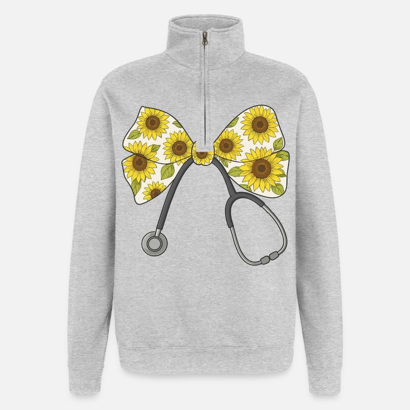 Krankenschwester, Stethoskop, Schleife - Quarter-Zip-Sweatshirt - Grau meliert