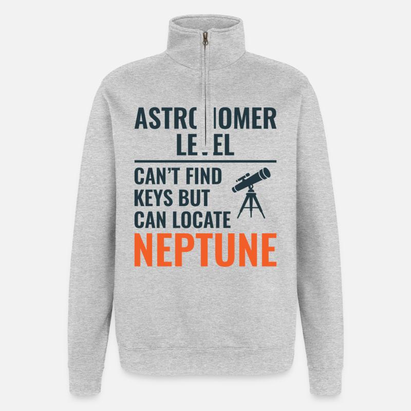 Planètes du système solaire Art spatial - Sweat à zip 1/4 - gris chiné