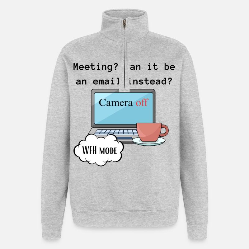 Treffen lustige WFH ändern Computermodus Arbeit. - Quarter-Zip-Sweatshirt - Grau meliert