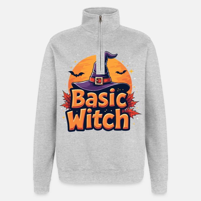 Basic Witch Halloween Saying - Quarter-Zip Sweatshirt - heather grey