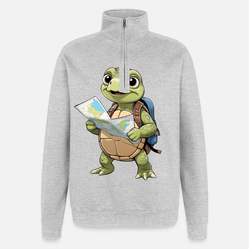 Abenteuertrend Schildkrötenreise - Quarter-Zip-Sweatshirt - Grau meliert