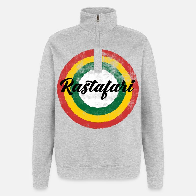 Conception de la roue chromatique rastafari - Sweat à zip 1/4 - gris chiné