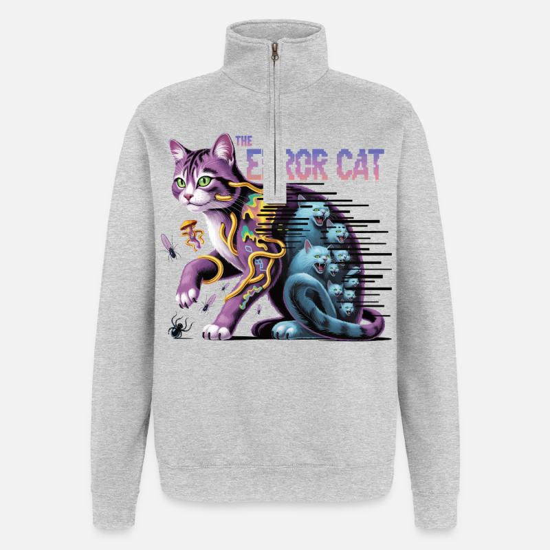 Die irrende Katze Digitale Kunst - Quarter-Zip-Sweatshirt - Grau meliert